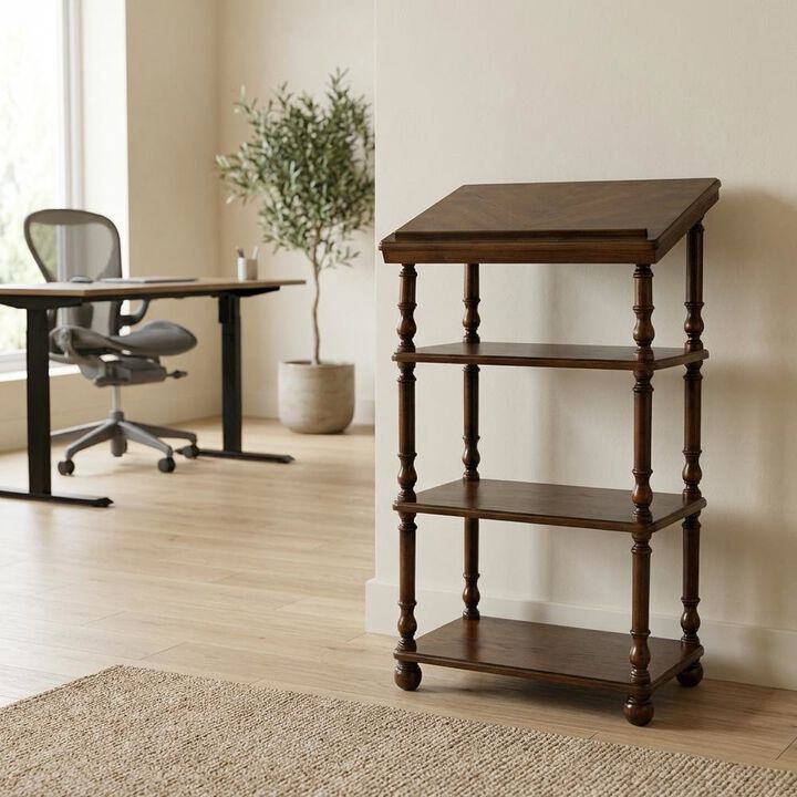 Starlight Canyon Home Traditional Library Stand with Storage, Wood Writing Desk, Vintage Oak