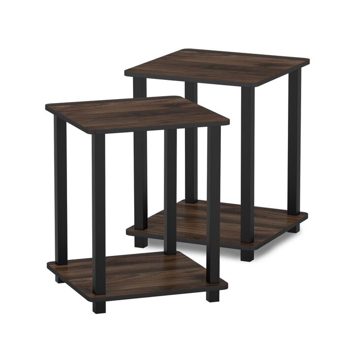Furinno Simplistic End Table, Set of Two, Columbia Walnut/Black