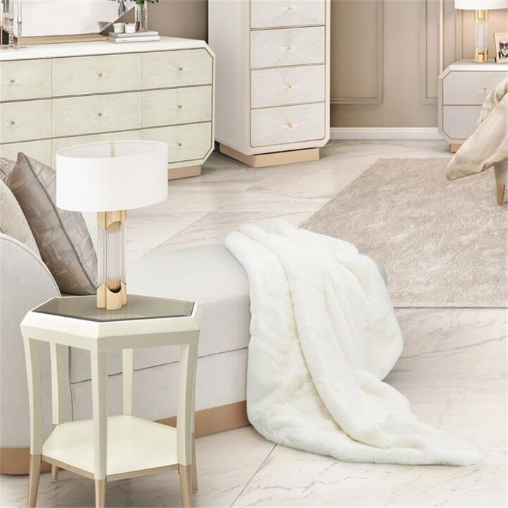 Michael Amini Hopps 54x72 Faux-Fur Throw - Cloud