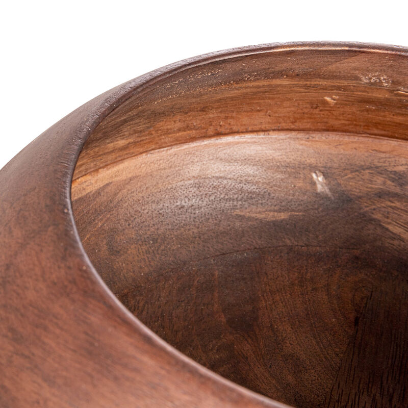 Modern Round Wood Bowl, Walnut Finish image number 5