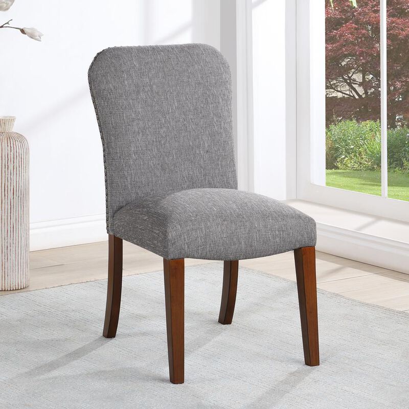 Comfort Pointe Salina Ashen Grey Dining Chair in Performance Fabric with Nail Heads - set of 2