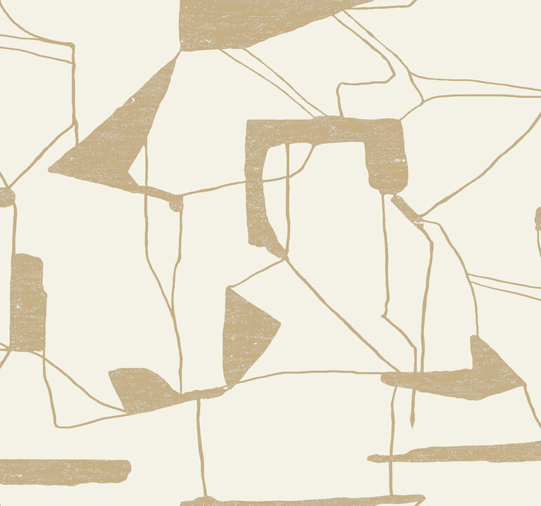Abstract Geo Cream & Gold Wallpaper