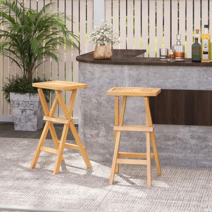 Hivvago Set of 2 No Assembly Outdoor Bar Stools with Countered Seat