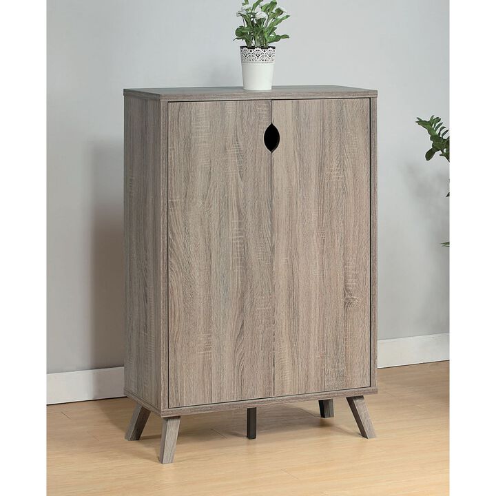 Dark Taupe Shoe Cabinet with 5 Removable Shelves Storage Organizer with Spacious Top