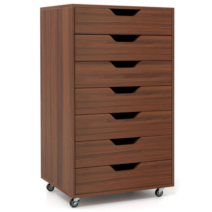 Floor Standing 7 Drawer Storage Chest Cabinet with Wheels