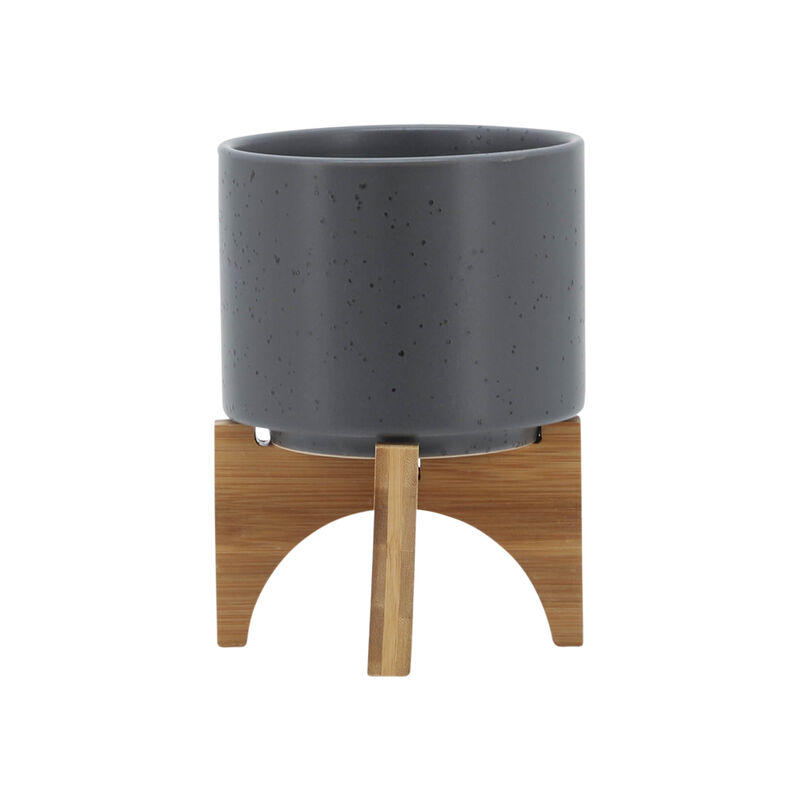 5" Planter W/ Wood Stand image number 1