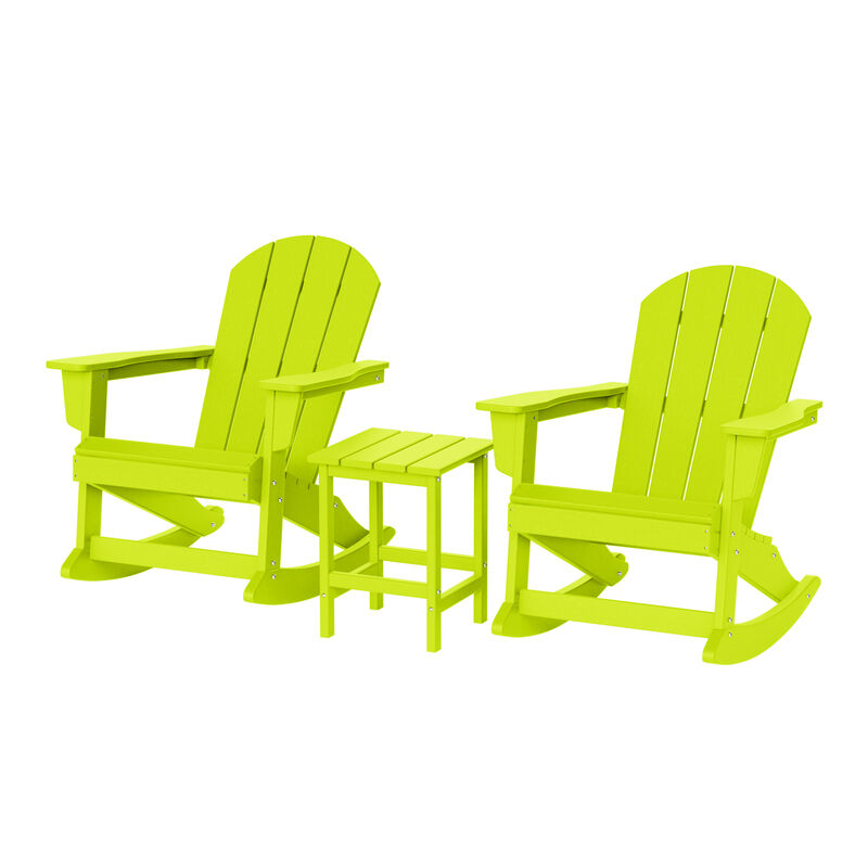 WestinTrends 3-Piece set Outdoor / Patio Poly Adirondack rocking chairs with a side table ( 2 seater )