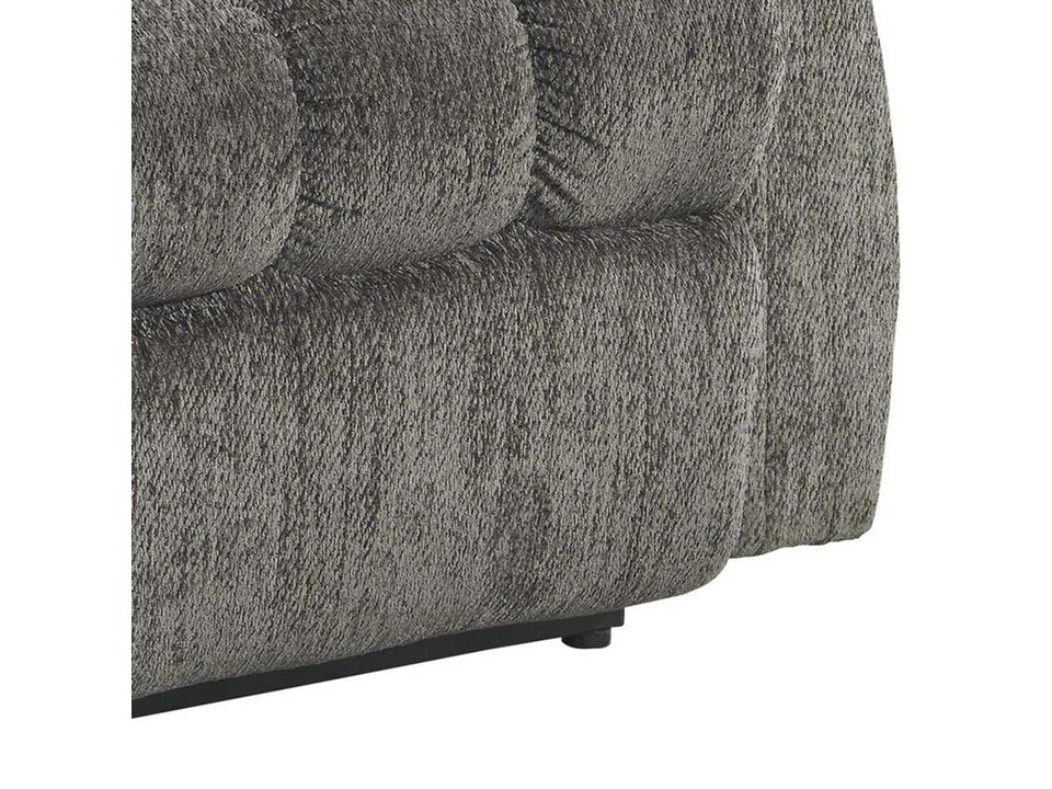 Upholstered Metal Frame Power Lift Recliner with Tufted Seat and Back, Gray-Benzara