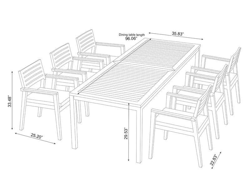 Rhodes 7 Piece Patio Dining Set with 96 in. Table