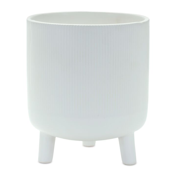 Ribbed Stone Footed Planter for Elegant Indoor and Outdoor Décor