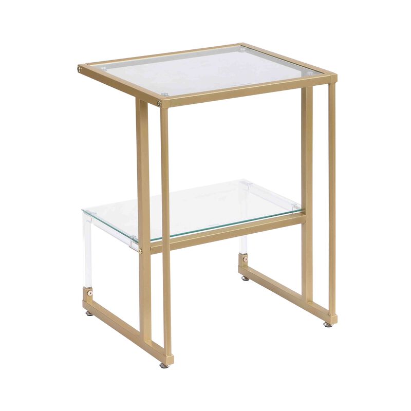 2-Tier Acrylic Glass End Table for Living Room & Bedroom Stylish and Functional Side Table