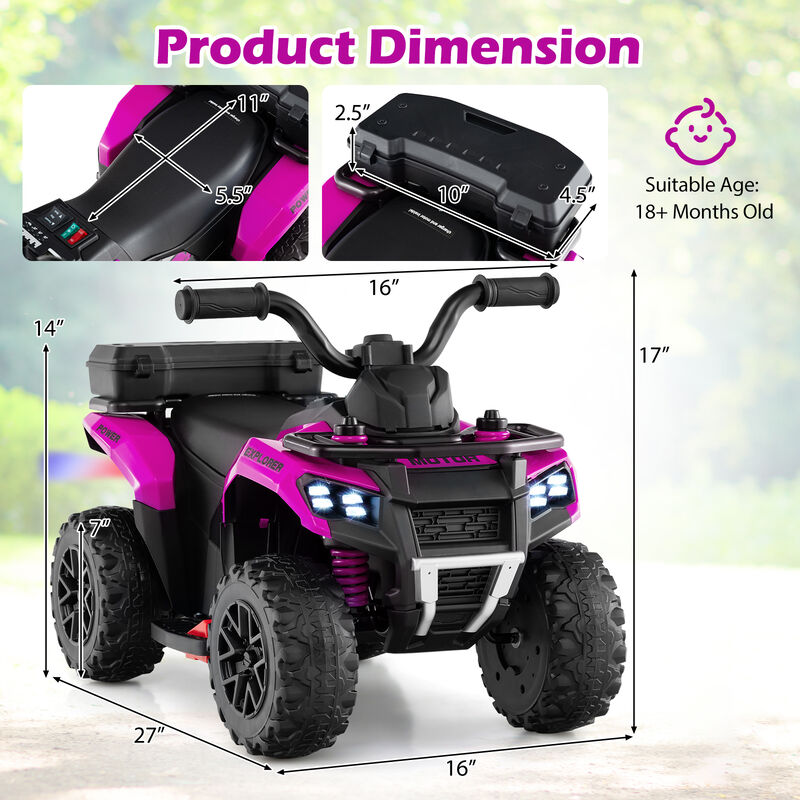 6V Electric Kids Ride-On ATV with Spray Feature, Storage Box and Music image number 2