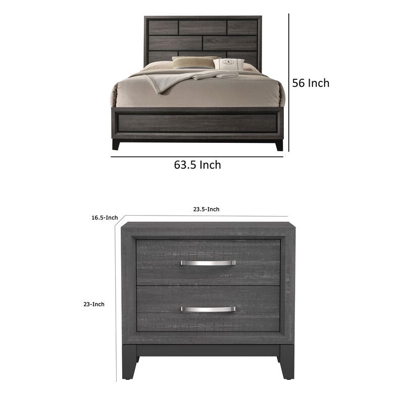 Bedroom Set, Wood, 3 Piece Set with 2 Nightstands image number 7