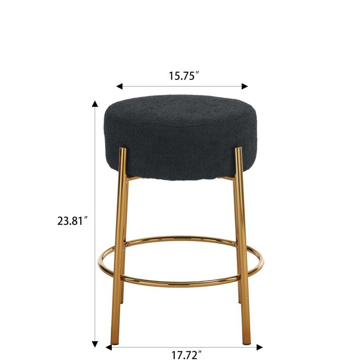24" Tall, Round Bar Stools, Set of 2 Contemporary upholstered dining stools for kitchens, coffee shops and bar stores Includes sturdy hardware support legs