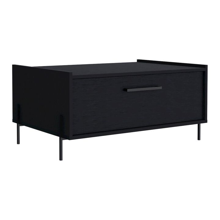 Juneau Coffee Table, 1 shelf, 4 legs, Black