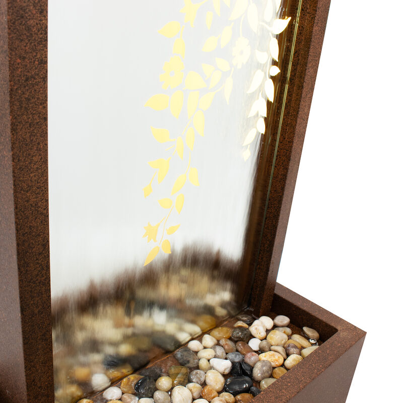 Sunnydaze Wisteria Vines Zinc Outdoor Water Fountain with LEDs - 47.25"