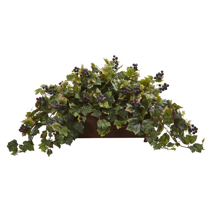 Nearly Natural 18-in Grape Leaf Artificial Plant in Decorative Planter