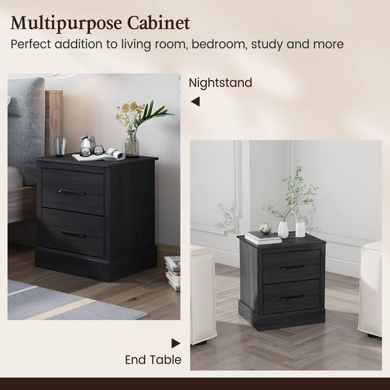 Wood Compact Floor Nightstand with Storage Drawers