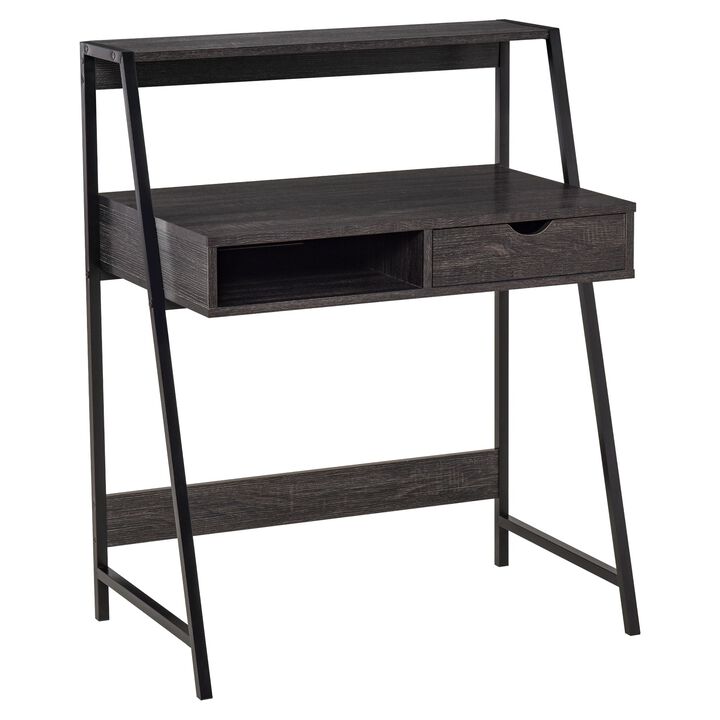 Computer Desk for Small Spaces, Study Writing Desk, Small Corner Desk with Drawer and Storage Shelves, Space Saving & Easy Assemble, Grey