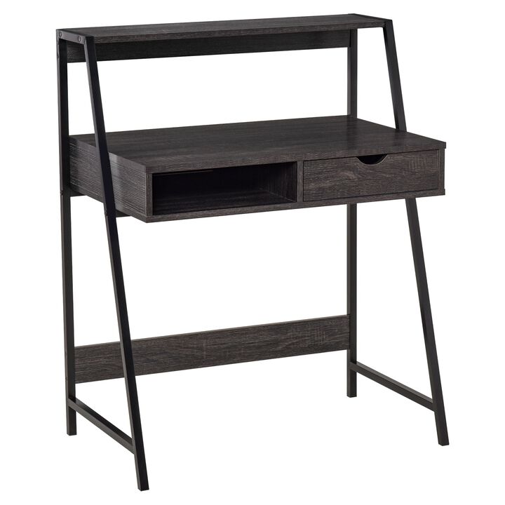 Gray Compact Workspace: Small Space Writing Desk with Storage