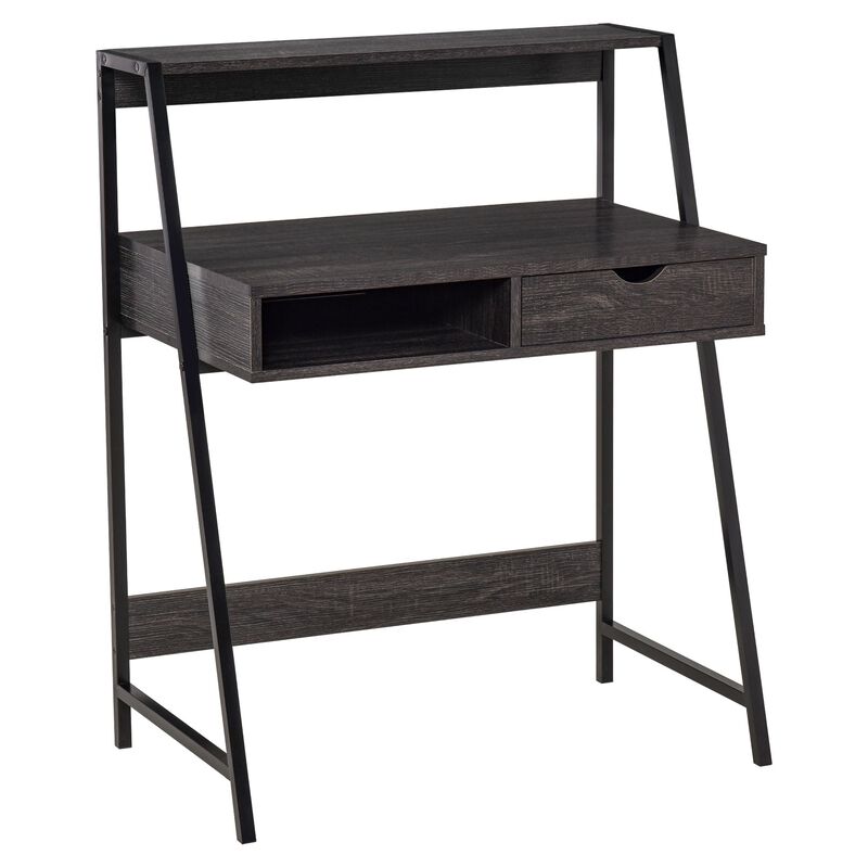 Gray Compact Workspace: Small Space Writing Desk with Storage