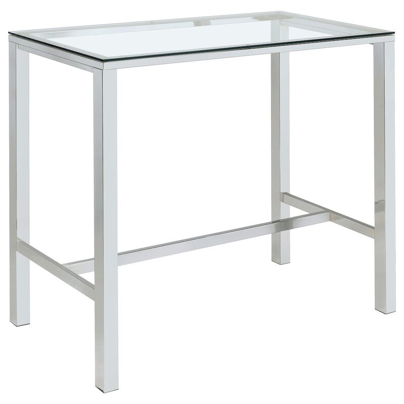 Coaster Tolbert Rectangular 47-inch Glass Top Pub Bar Table Chrome