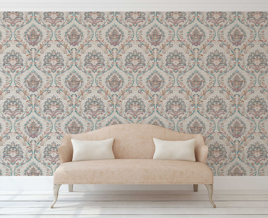 Teigen Multicolor Floral Damask Wallpaper