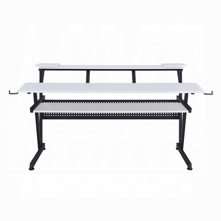 Vion 71 Inch Music Producer Desk for Computer, White, Keyboard Tray