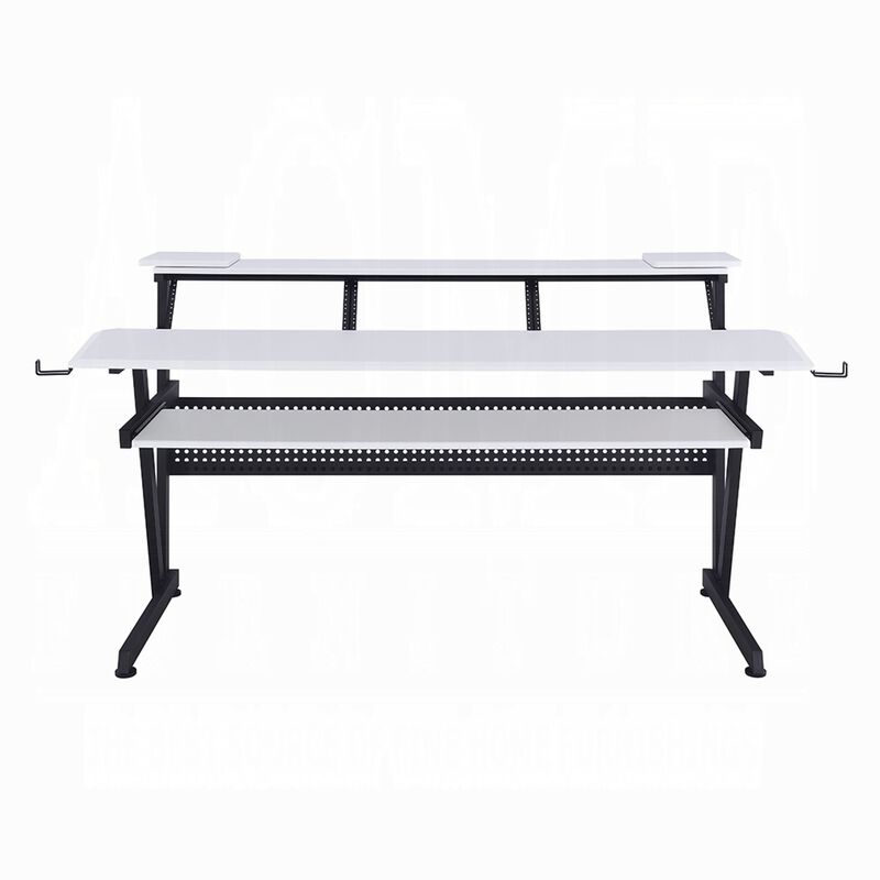 Vion 71 Inch Music Producer Desk for Computer, White, Keyboard Tray