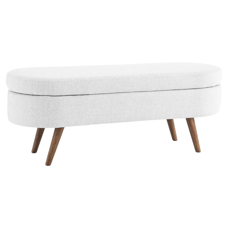 Mid-Century Modern Style Linen Bedroom Storage Bed Bench