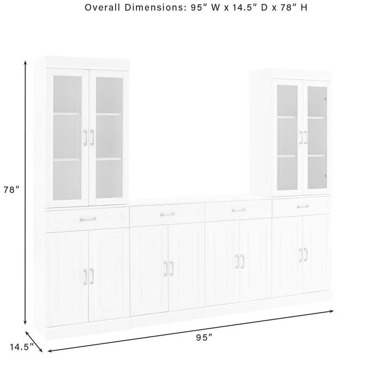Crosley Furniture Stanton 3Pc Sideboard And Glass Door Pantry Set White - Sideboard & 2 Pantries