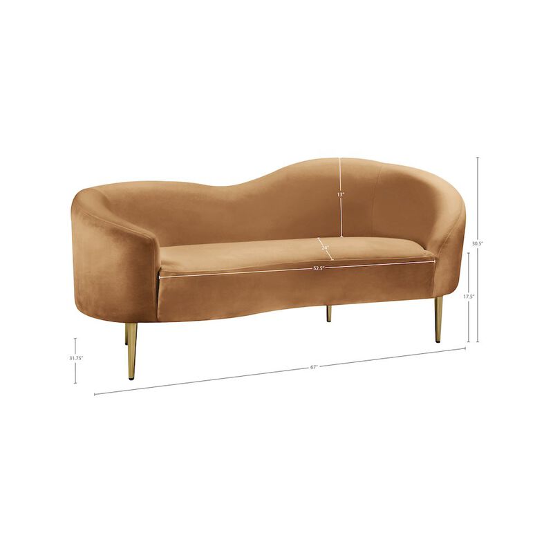 Meridian Furniture Ritz Saddle Velvet Loveseat
