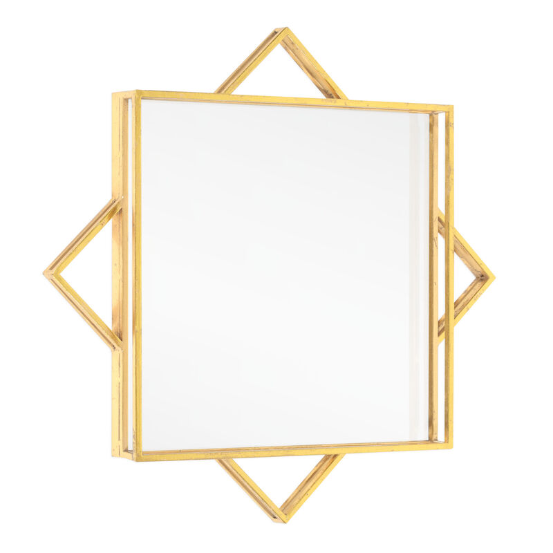 HomeRoots 24" Gold Metal Geo Square Accent Mirror image number 0