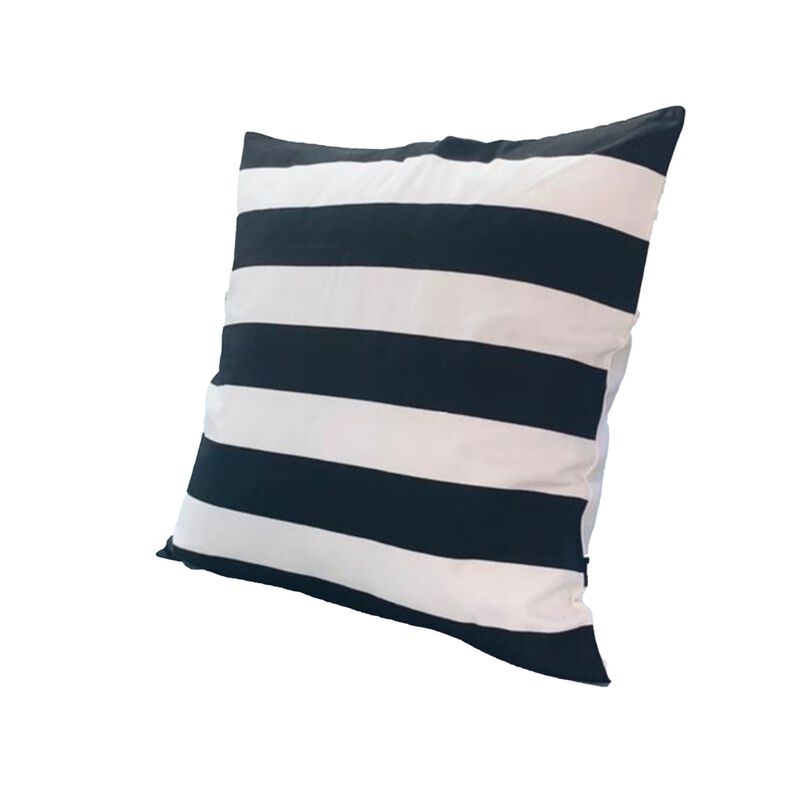 20 x 20 Square Cotton Accent Throw Pillows, Classic Block Stripes, Set of 2, Black, White-Benzara image number 1