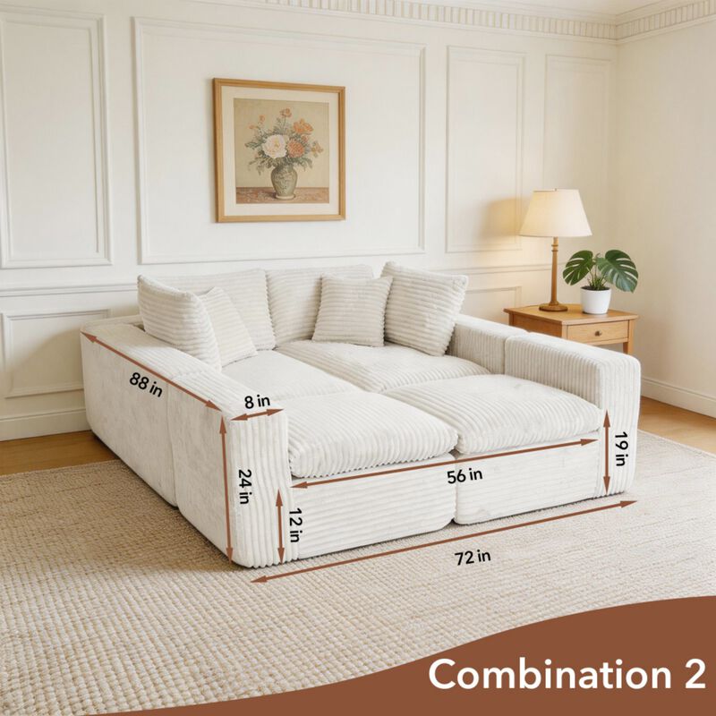 Nespfe Modular U-Shaped Compressed Sectional Sofa image number 8