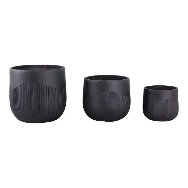S/3 Resin Planters W/Ribbing