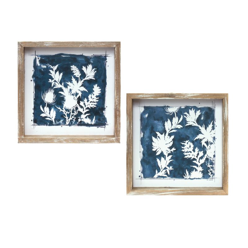 Framed Floral Print Decorative Wall Art for Home or Garden Decor (Set of 6) 8"SQ MDF image number 2