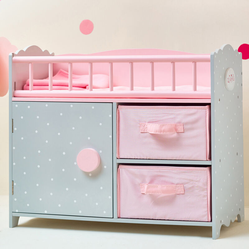Teamson Kids 16" Baby Doll Wooden Furniture Changing Station Storage TD-12390A image number 5