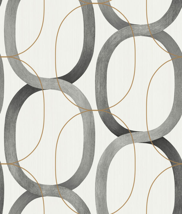 Interlock Black & Gold Wallpaper