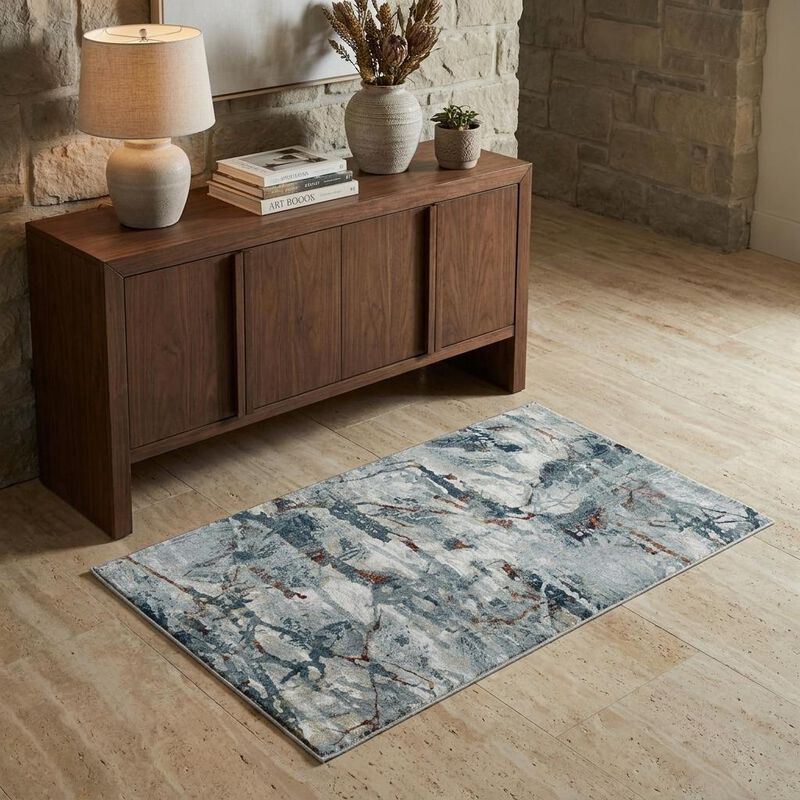 HomeRoots 3' X 5' Gray Abstract Area Rug image number 1