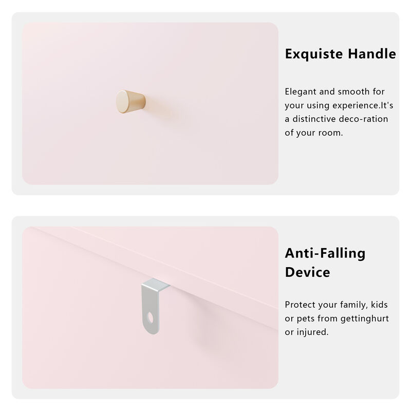 Blumon Pink 4-Drawer Kids Dresser image number 4