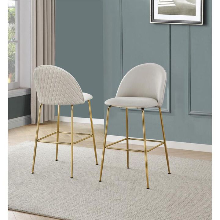 Best Quality Furniture Cream barstool with a gold base