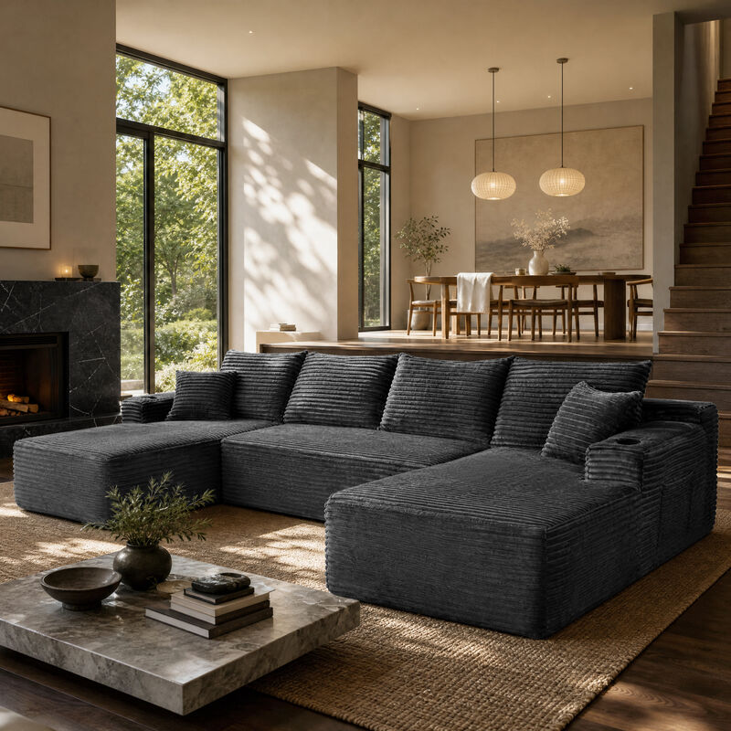 Wesnum U-Shape Cloud Sectional Sofa image number 1