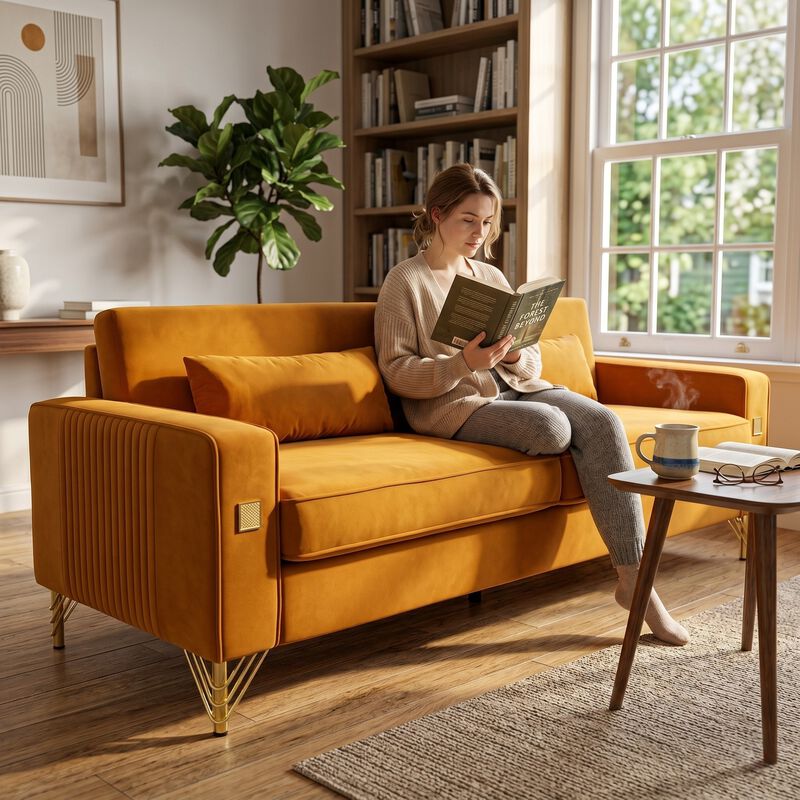 Stapak Velvet Sofa image number 3