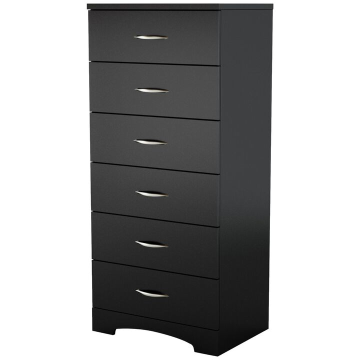 QuikFurn Black 6-Drawer Lingerie Chest for Contemporary Bedroom