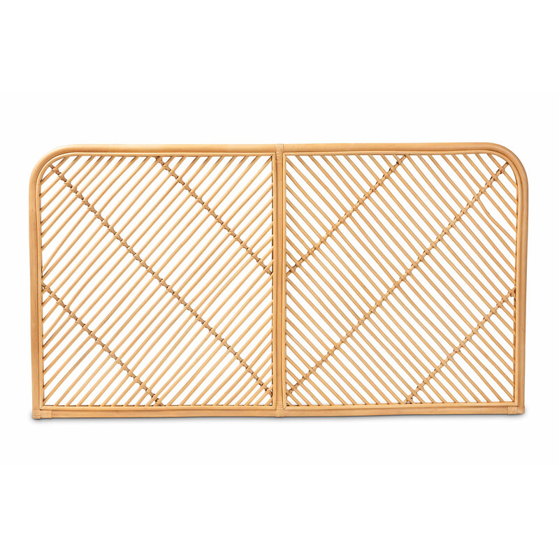 Baxton Studio Sakina Modern Bohemian Natural Brown Rattan Queen Size Wall-mount Headboard