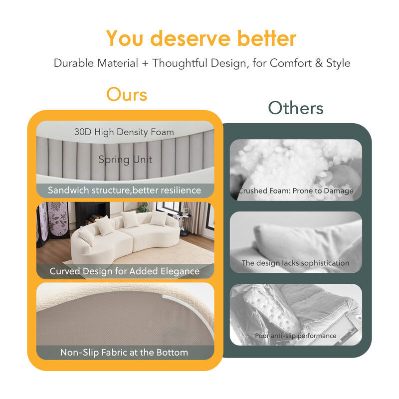 Merax Curved Boneless Sofa Couches Sleeper for Living Room