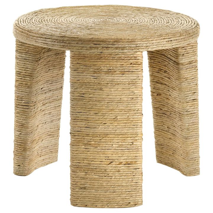 Plethoria Home Natural Woven Rattan Round End Table