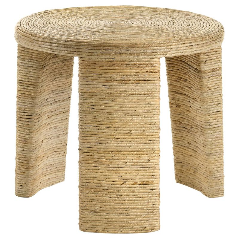 Plethoria Home Natural Woven Rattan Round End Table