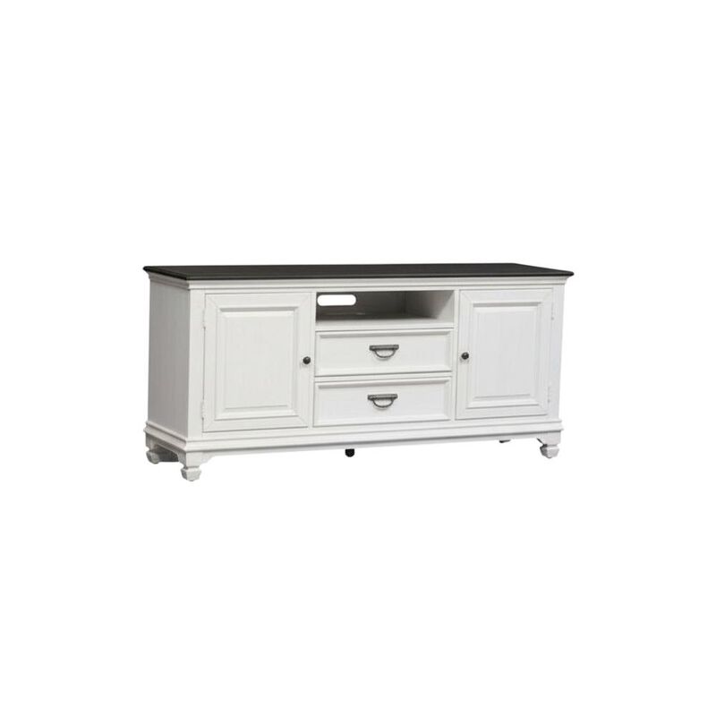 Liberty Furniture White TV console, wirebrushed finish, charcoal top, solid, 66-inch width image number 3